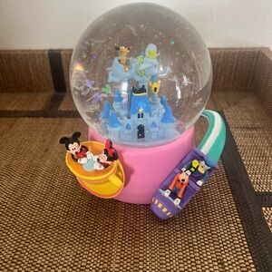 Disney Castle Snow Globe with Pink Base